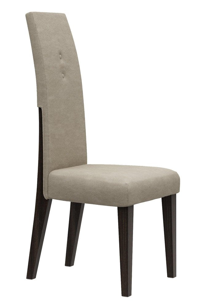 Seven Piece Dark Brown Solid Wood Dining Set with Six Chairs