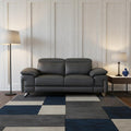 Dark Gray and Silver Genuine Leather Loveseat - 71-inch