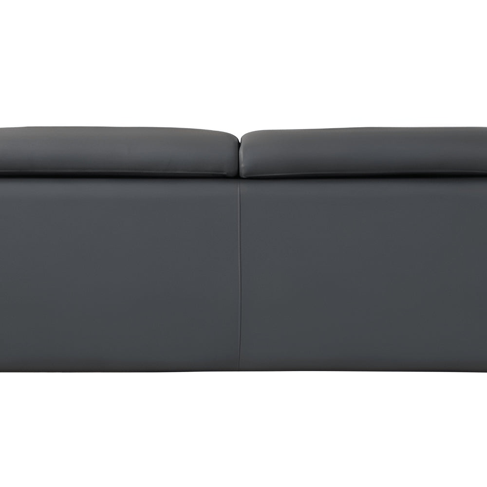 Dark Gray Italian Leather Sofa with Silver Legs - 87-inch