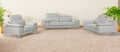 Three Piece Indoor Light Gray Italian Leather Six Person Seating Set