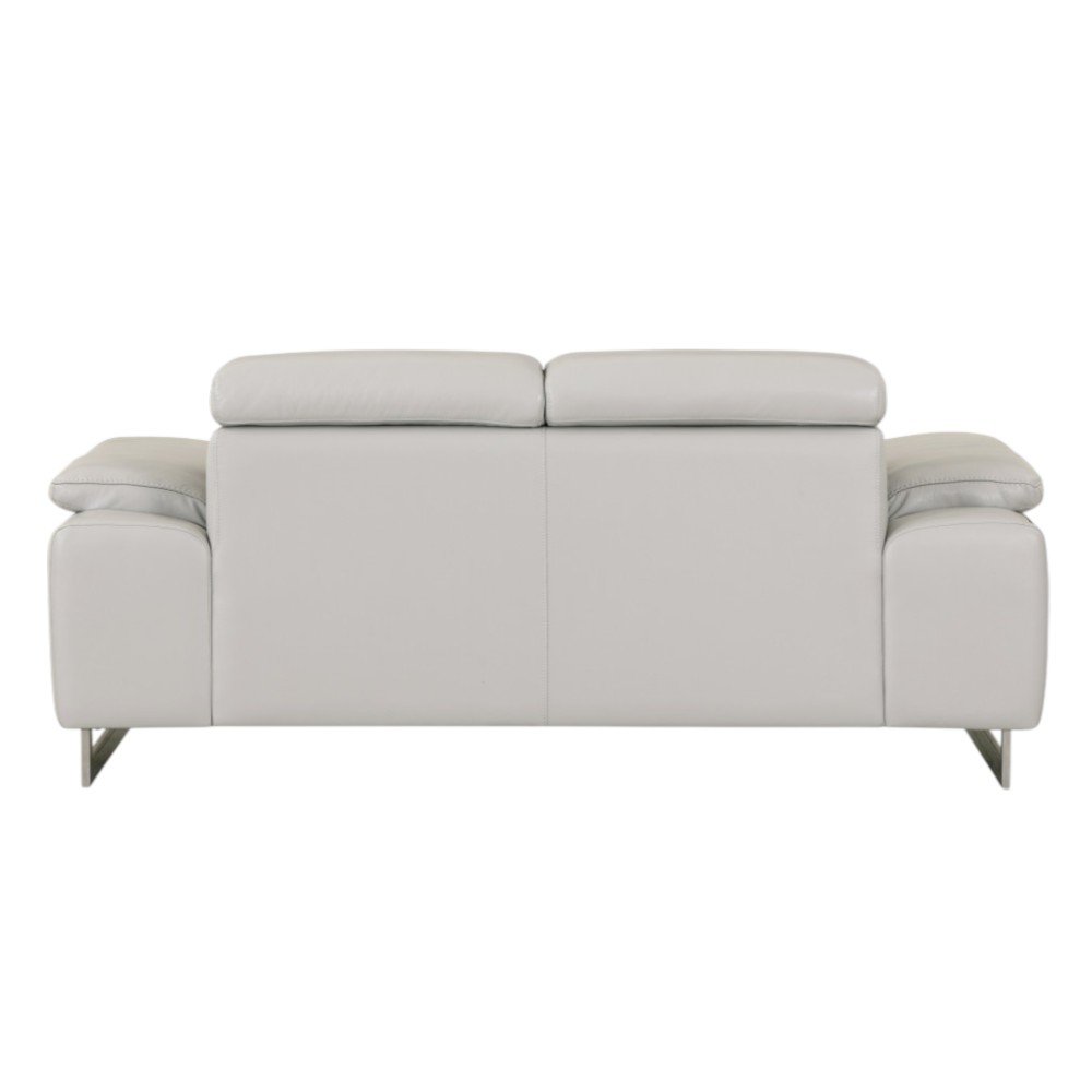Light Gray and Silver Genuine Leather Loveseat - 71-inch