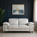 Light Gray and Silver Genuine Leather Loveseat - 71-inch