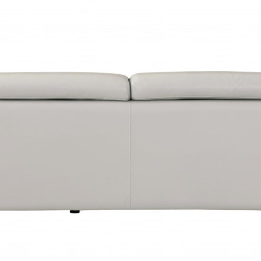 Dark Gray Italian Leather Sofa with Silver Legs - 87-inch