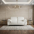 White Italian Leather Sofa with Silver Legs - 71-inch