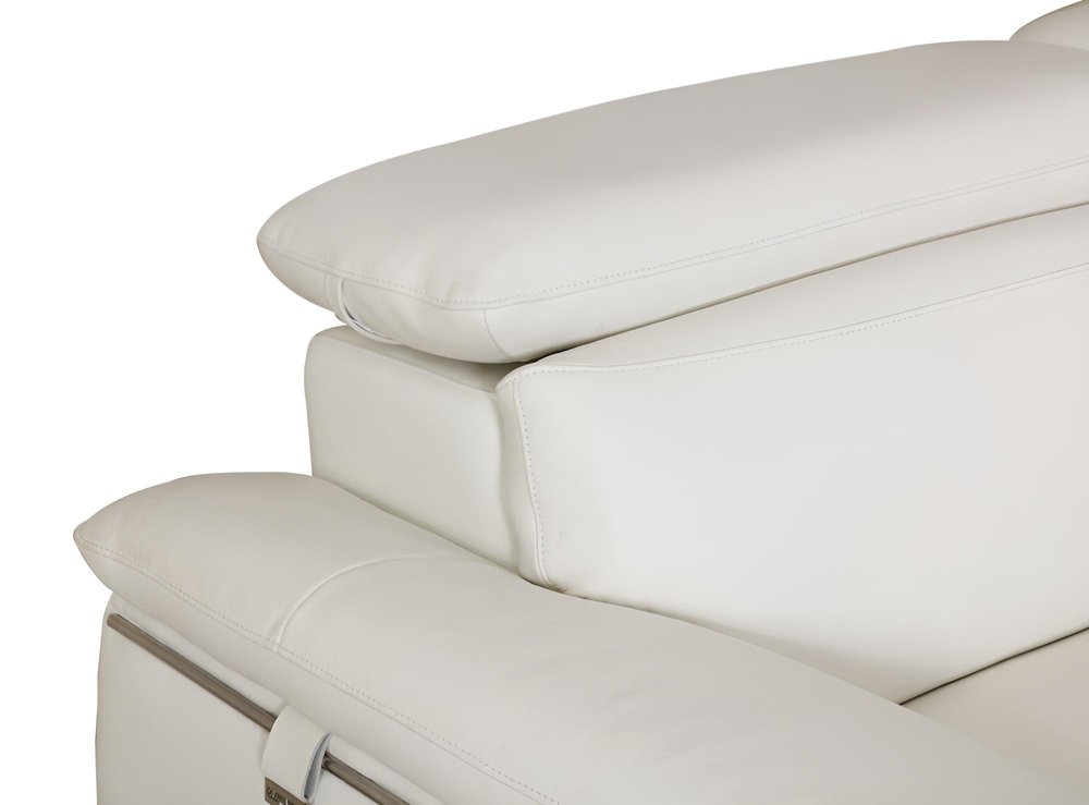 White Italian Leather Sofa with Silver Legs - 87-inch