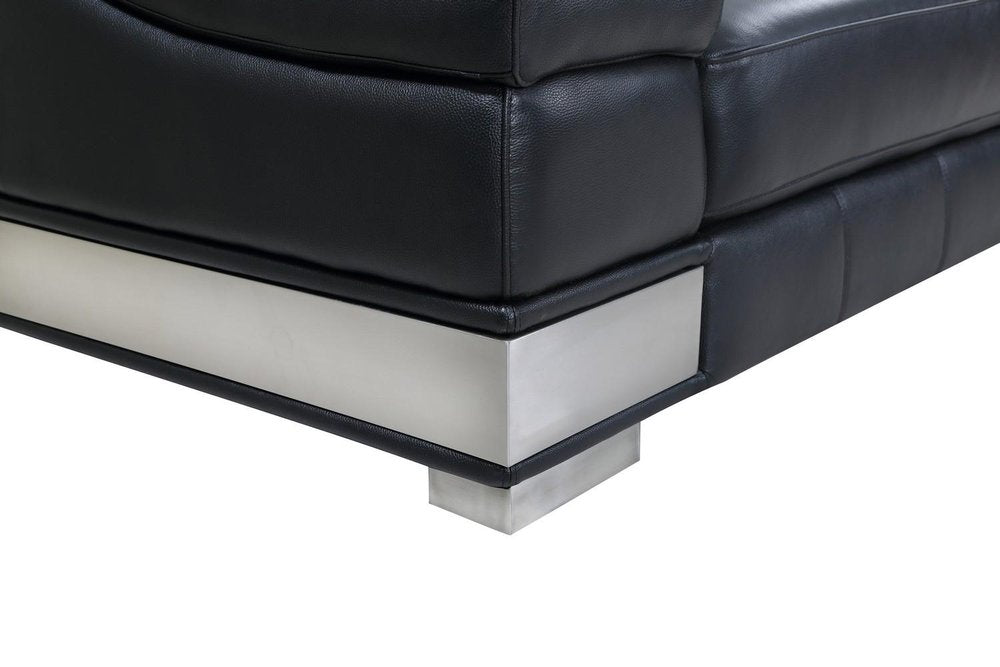 Light Gray Italian Leather Sofa with Silver Legs - 92-inch