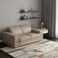 Beige and Silver Genuine Leather Love Seat - 71-inch