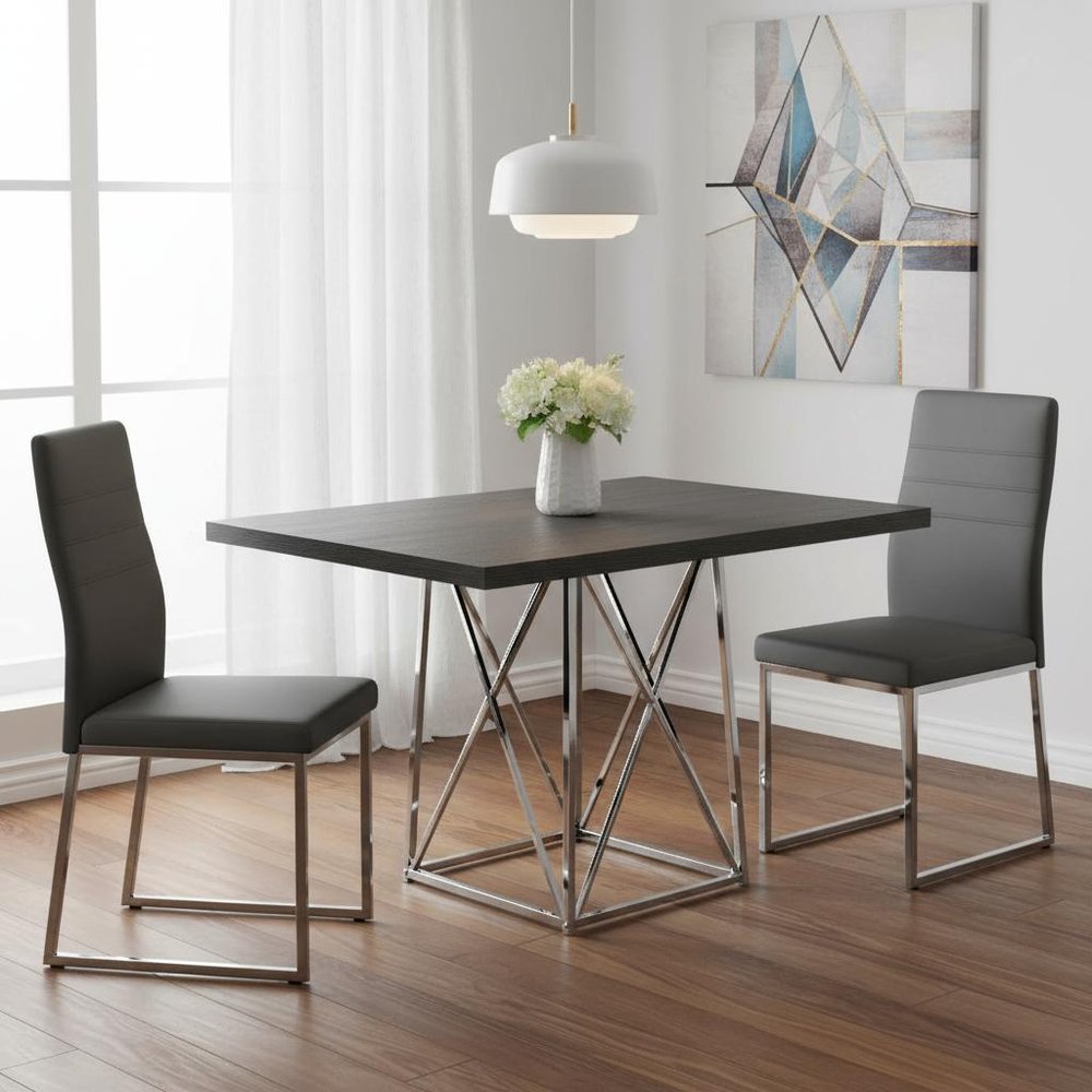 Taupe and Silver Metal Dining Table - 48-inch