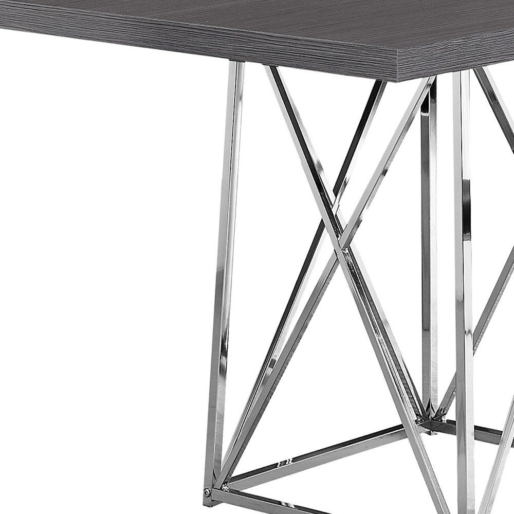 Taupe and Silver Metal Dining Table - 48-inch