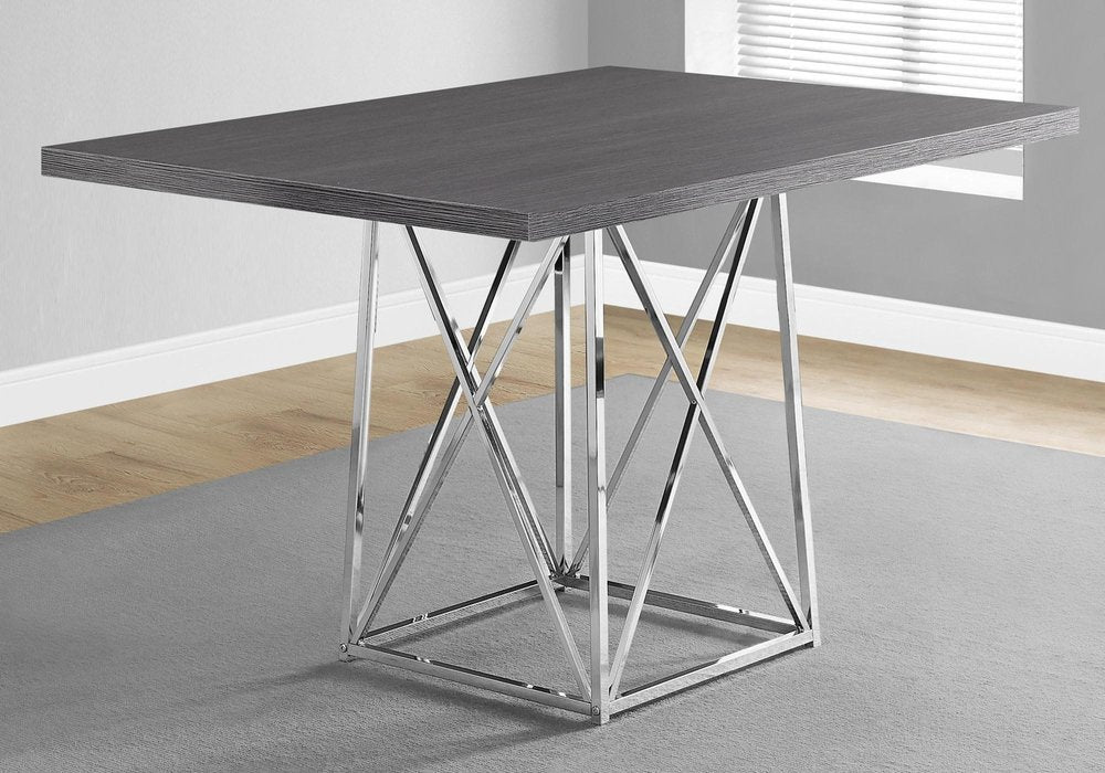 Taupe and Silver Metal Dining Table - 48-inch