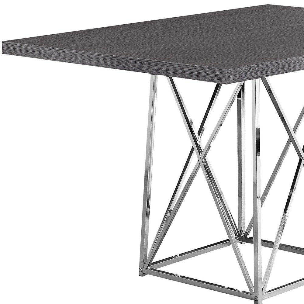 Taupe and Silver Metal Dining Table - 48-inch