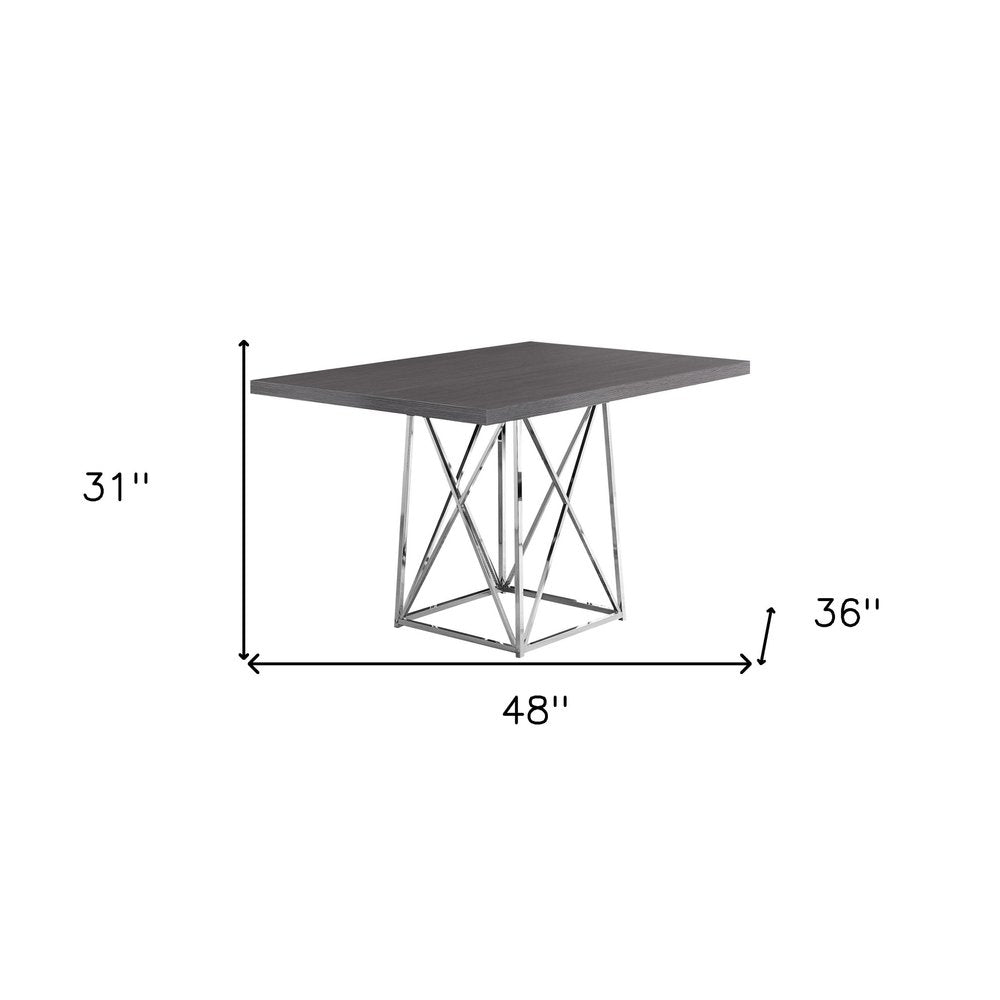 Taupe and Silver Metal Dining Table - 48-inch