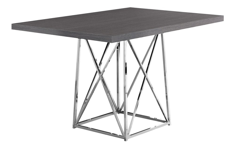 Taupe and Silver Metal Dining Table - 48-inch