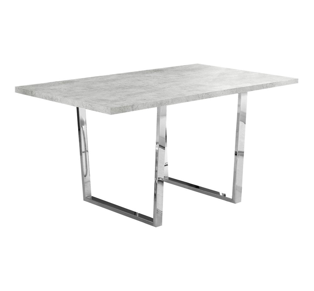 Gray and Silver Metal Sled Base Dining Table - 59-inch