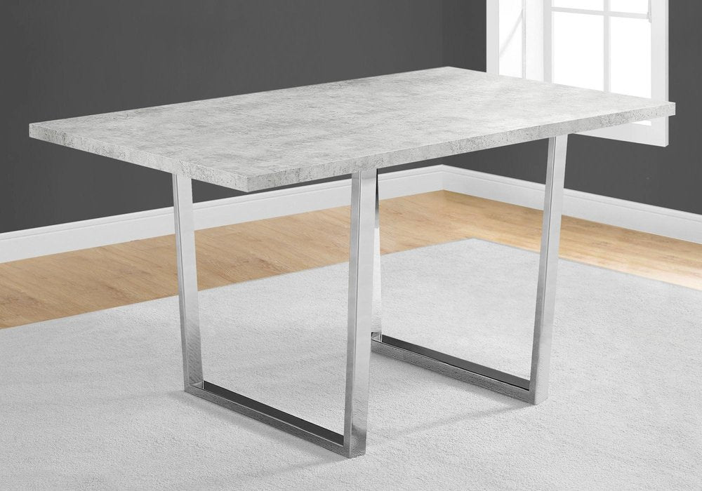 Gray and Silver Metal Sled Base Dining Table - 59-inch
