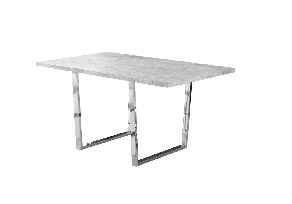 Gray and Silver Metal Sled Base Dining Table - 59-inch