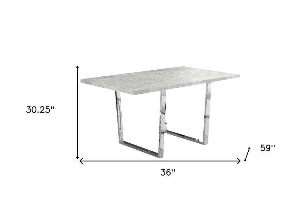 Gray and Silver Metal Sled Base Dining Table - 59-inch