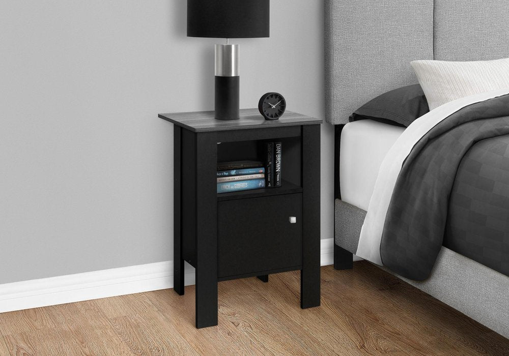Black Wood Nightstand - 24-inch