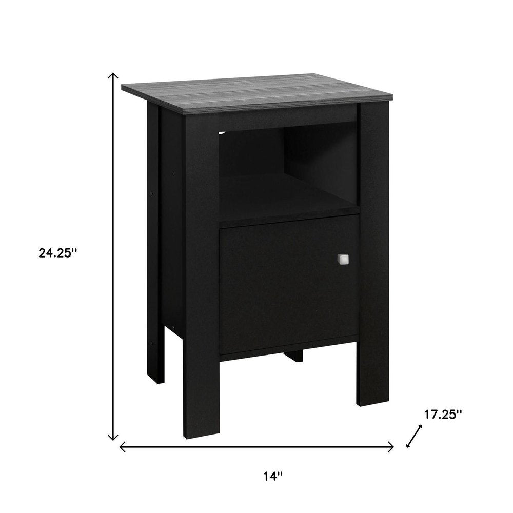 Black Wood Nightstand - 24-inch