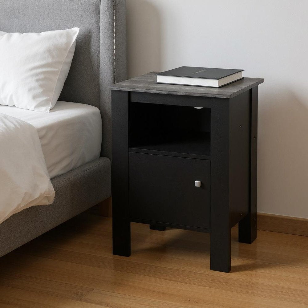 Black Wood Nightstand - 24-inch