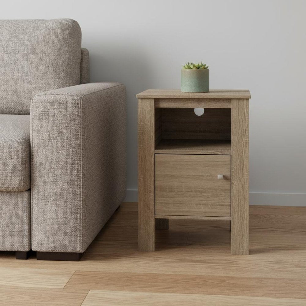 Deep Taupe Wood End Table with Shelf - 24-inch