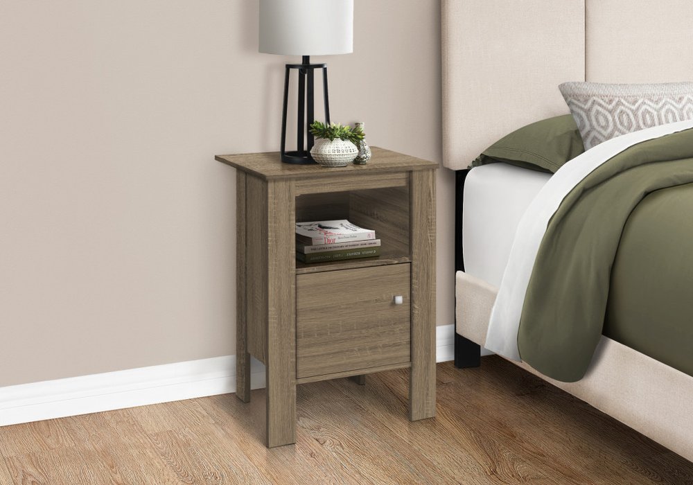 Deep Taupe Wood End Table with Shelf - 24-inch