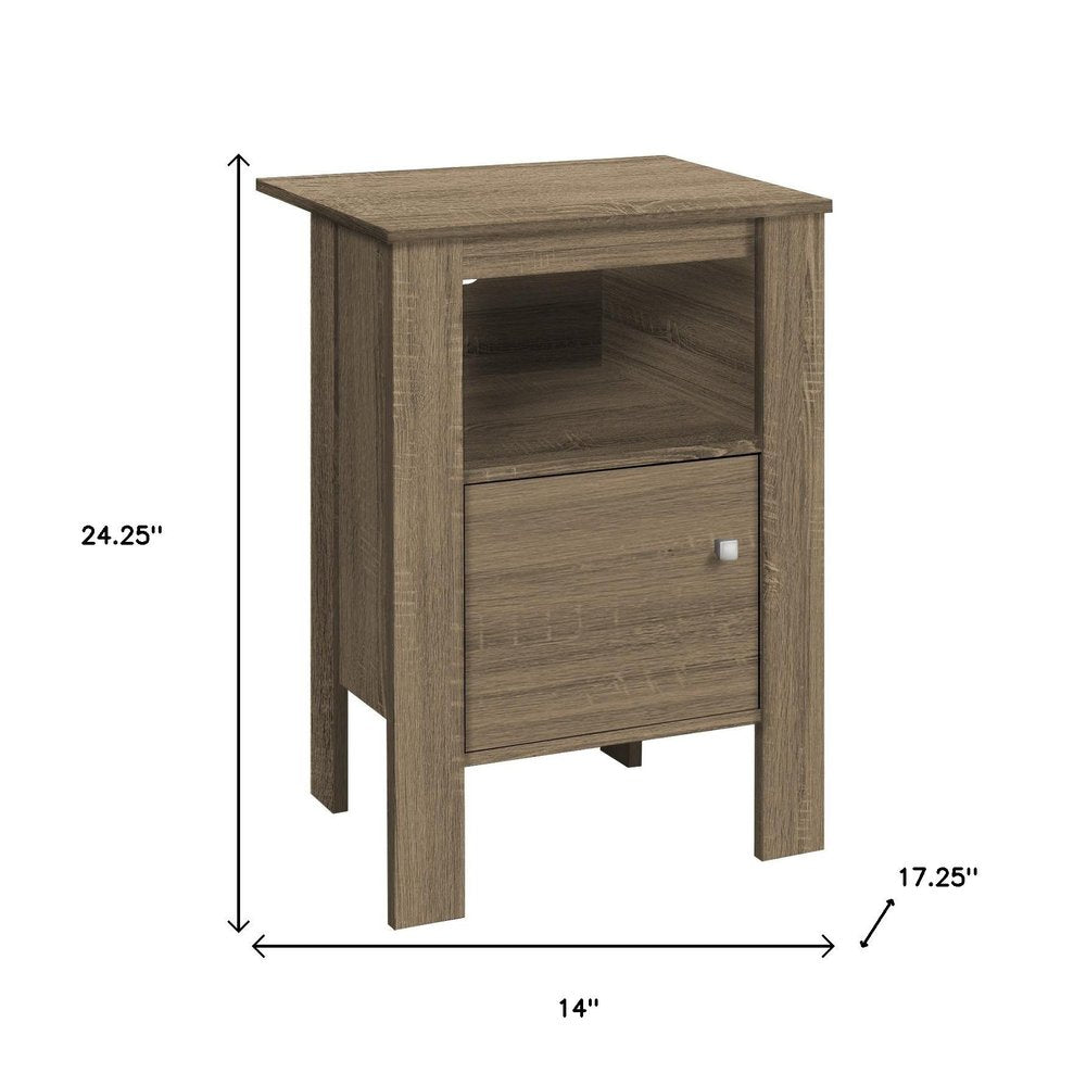 Deep Taupe Wood End Table with Shelf - 24-inch