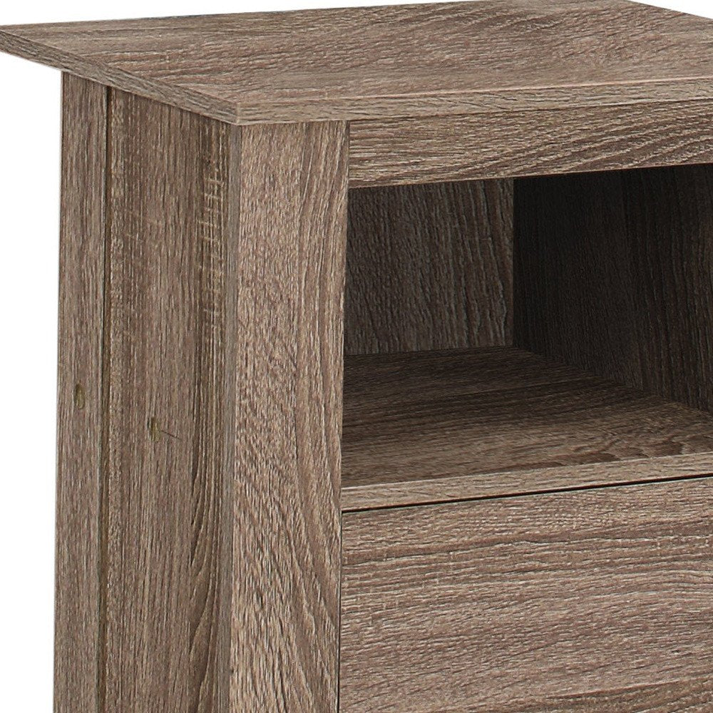 Deep Taupe Wood End Table with Shelf - 24-inch