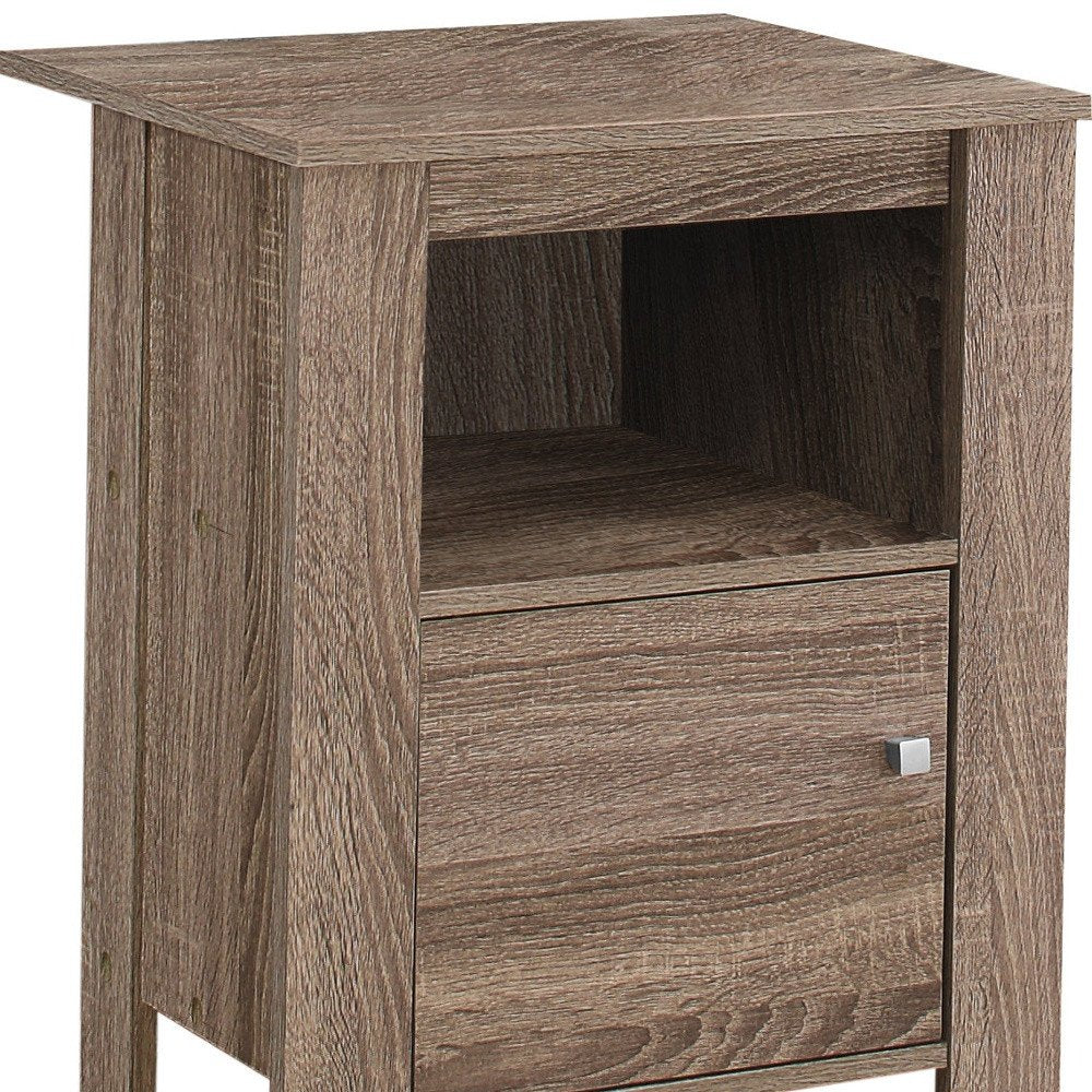 Deep Taupe Wood End Table with Shelf - 24-inch