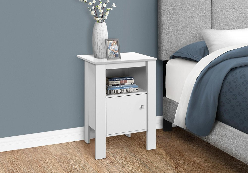 White Wood End Table with Shelf - 24-inch