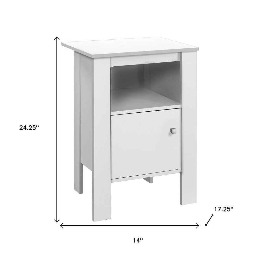 White Wood End Table with Shelf - 24-inch