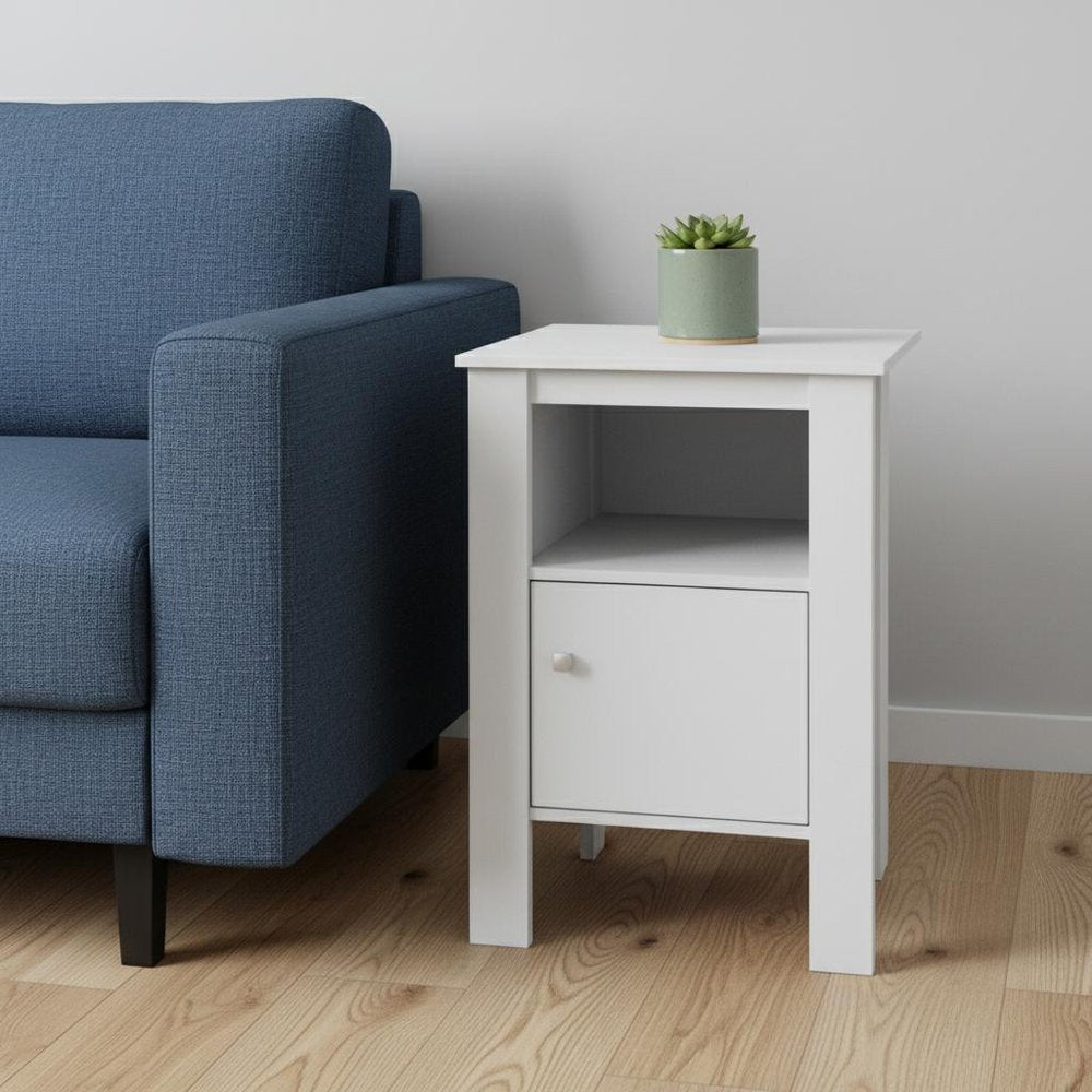 White Wood End Table with Shelf - 24-inch