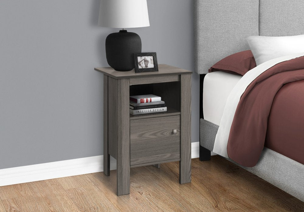 Gray Wood End Table with Shelf - 24-inch