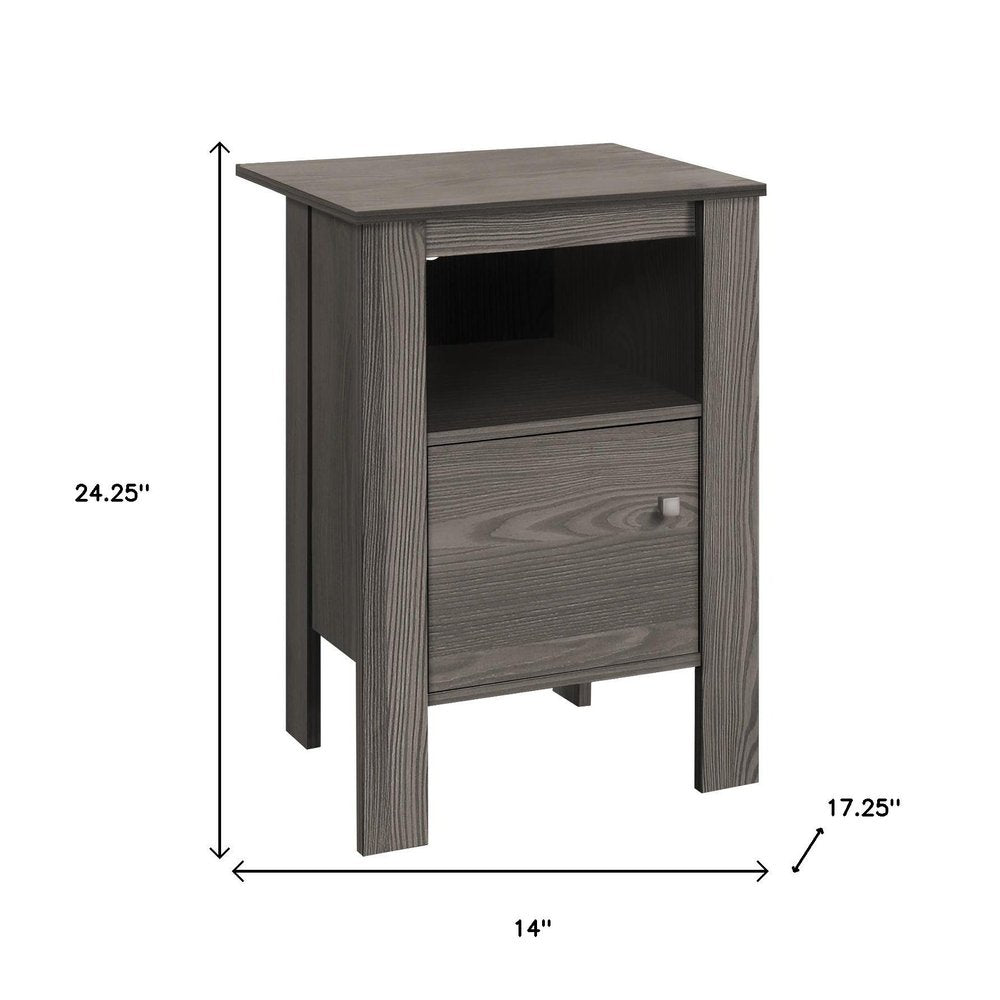 Gray Wood End Table with Shelf - 24-inch