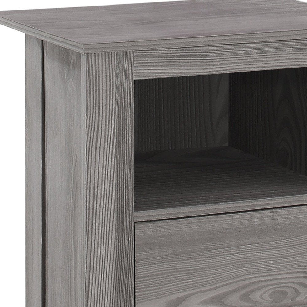Gray Wood End Table with Shelf - 24-inch