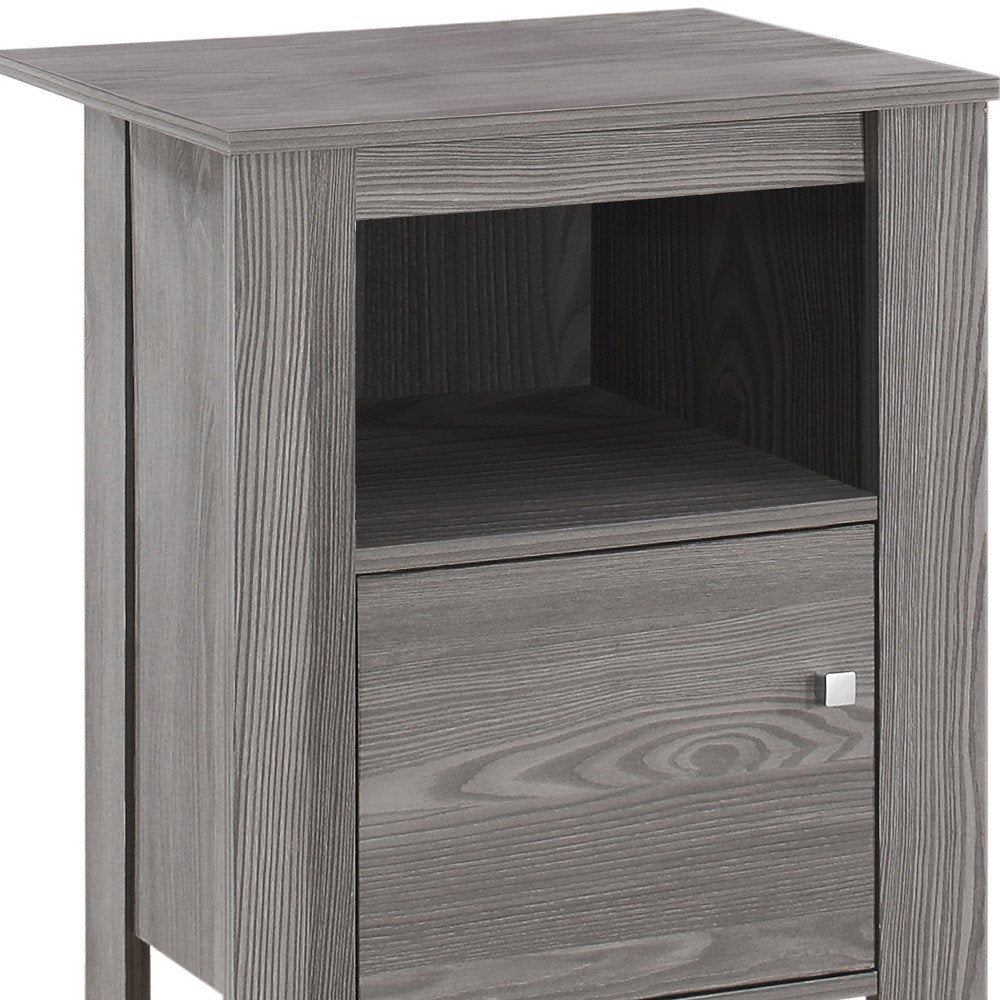 Gray Wood End Table with Shelf - 24-inch