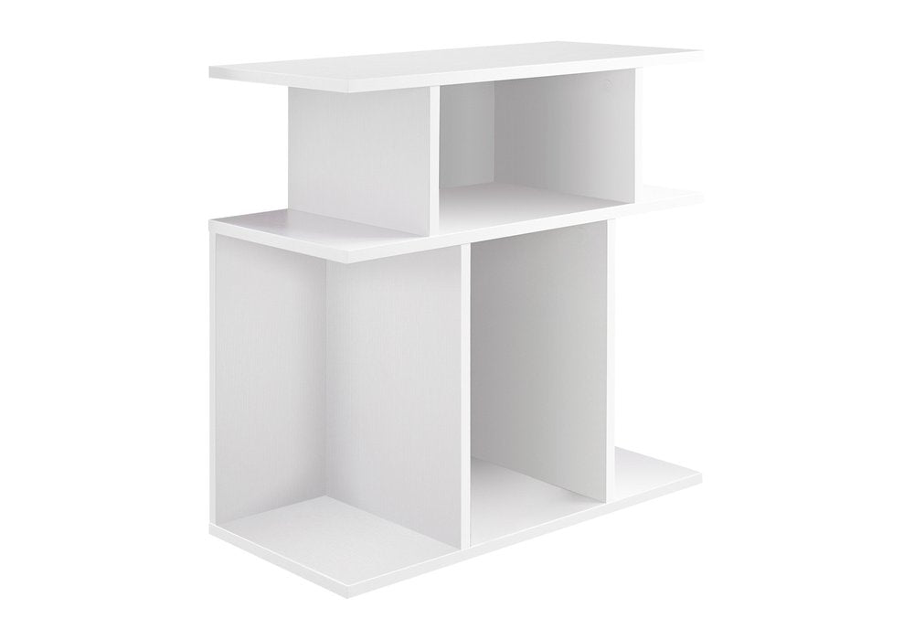 White Wood End Table with Six Open Shelves - 24-inch
