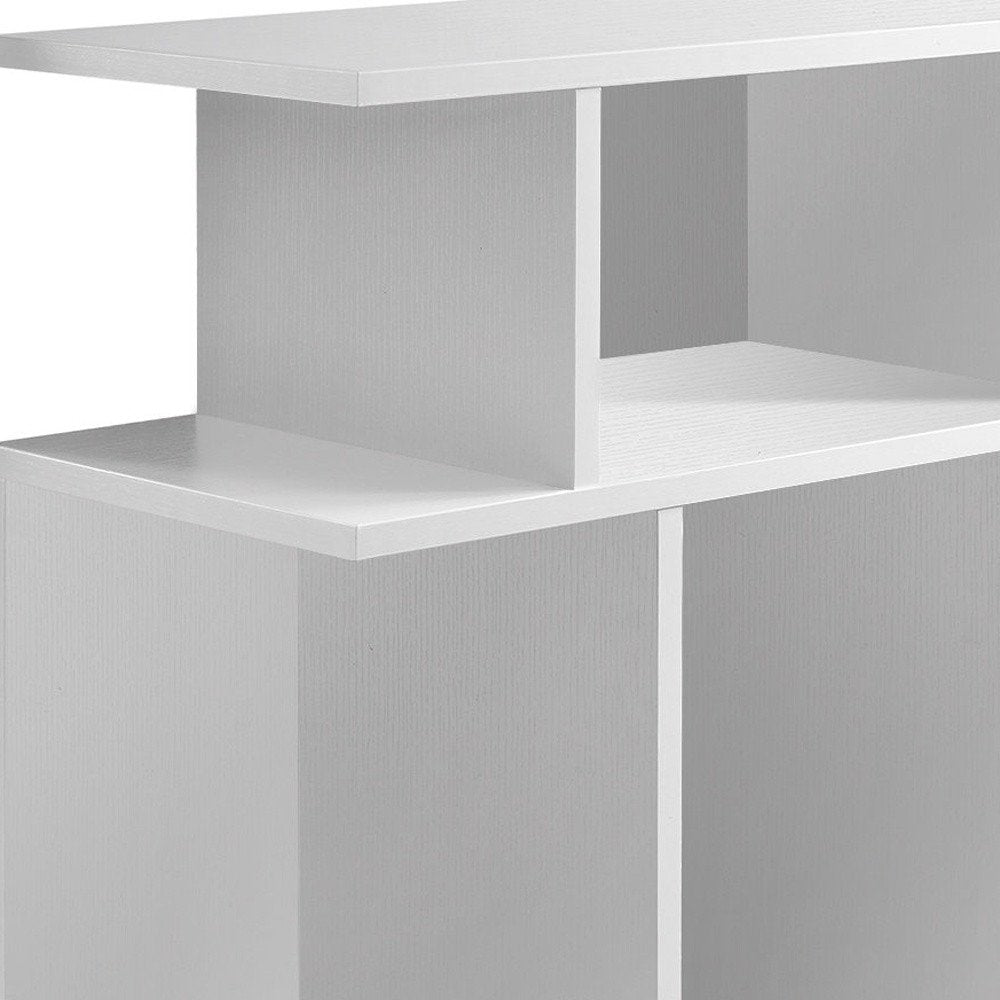 White Wood End Table with Six Open Shelves - 24-inch