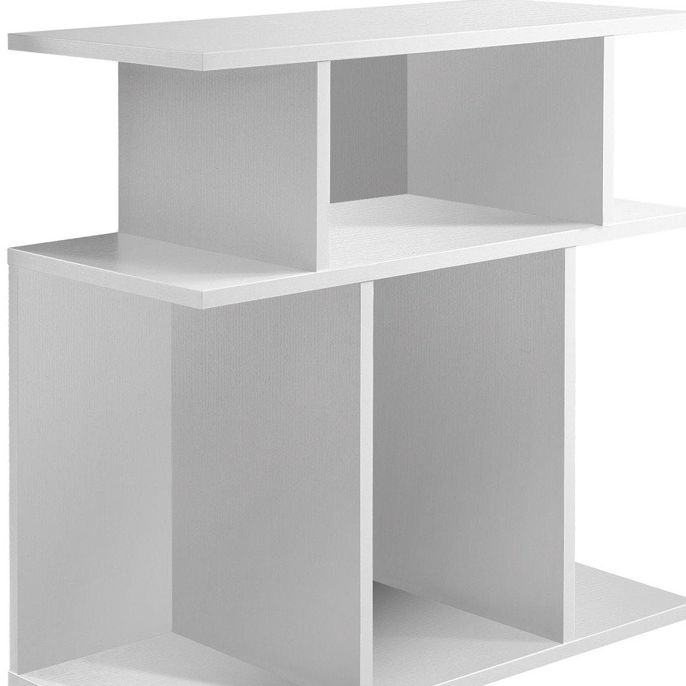 White Wood End Table with Six Open Shelves - 24-inch