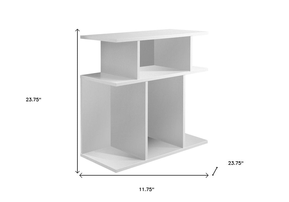 White Wood End Table with Six Open Shelves - 24-inch