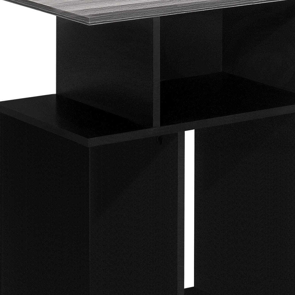 Gray and Black Wood Floor Shelf End Table with 6 - 24-inch