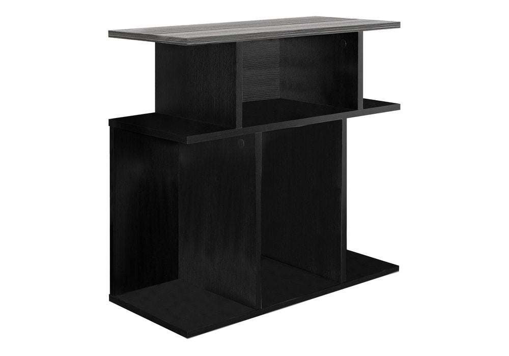 Gray and Black Wood Floor Shelf End Table with 6 - 24-inch
