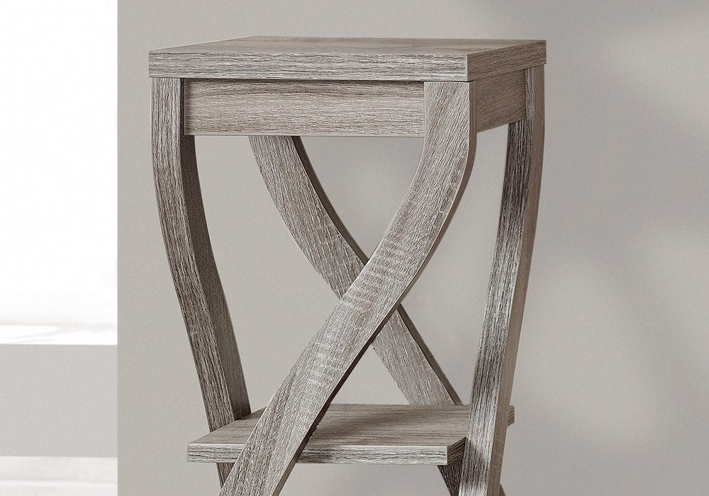 Deep Taupe Wood Square End Table with Two Shelves - 32-inch