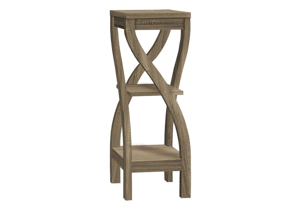 Deep Taupe Wood Square End Table with Two Shelves - 32-inch
