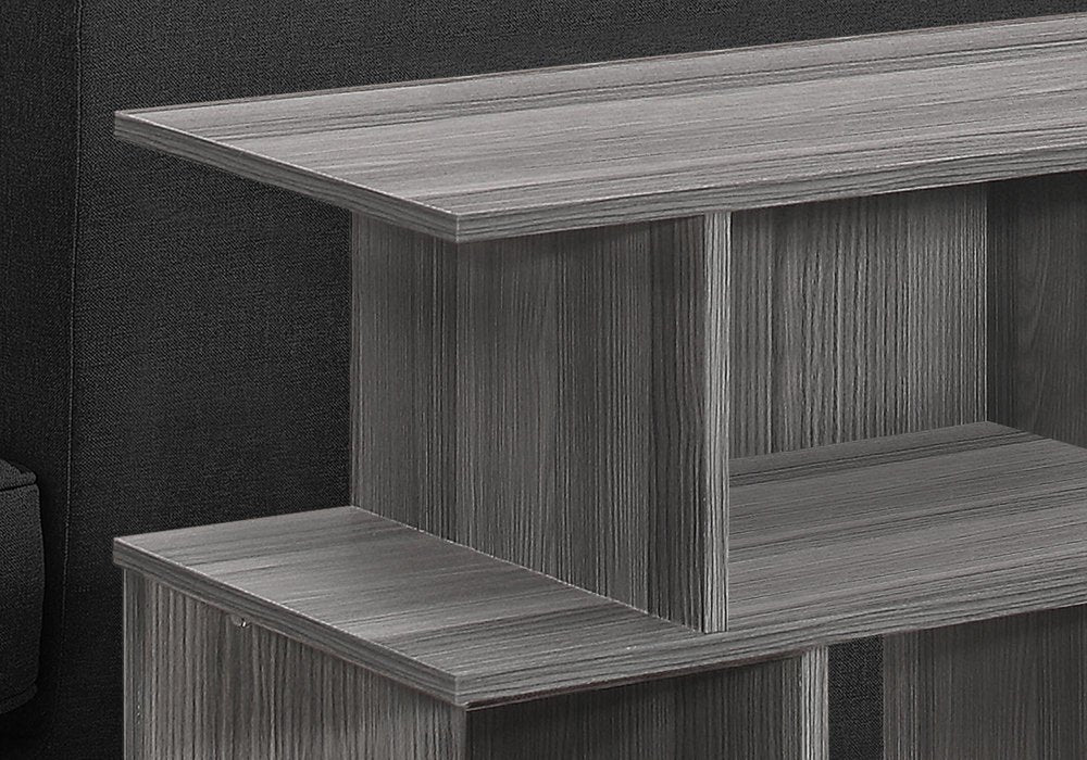 Dark Gray Wood End Table with Six Open Shelves - 24-inch
