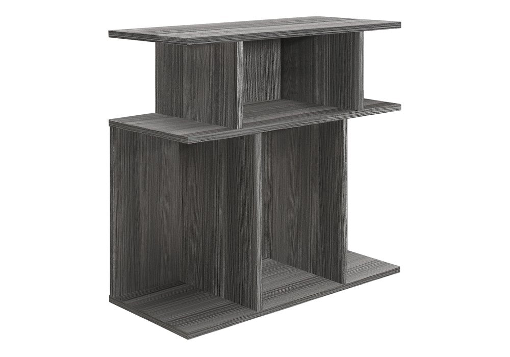 Dark Gray Wood End Table with Six Open Shelves - 24-inch