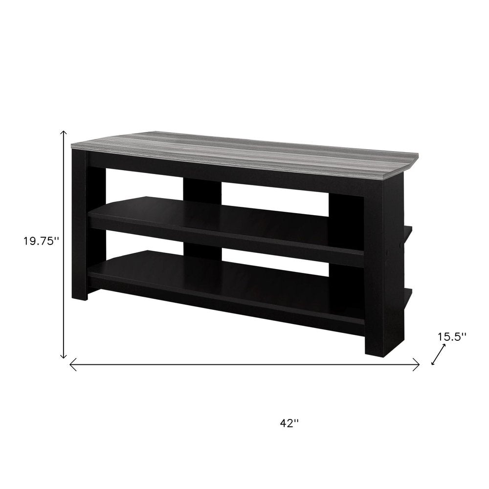 Black and Gray Open Shelving TV Stand - 42-inch