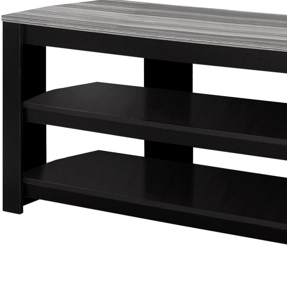 Black and Gray Open Shelving TV Stand - 42-inch