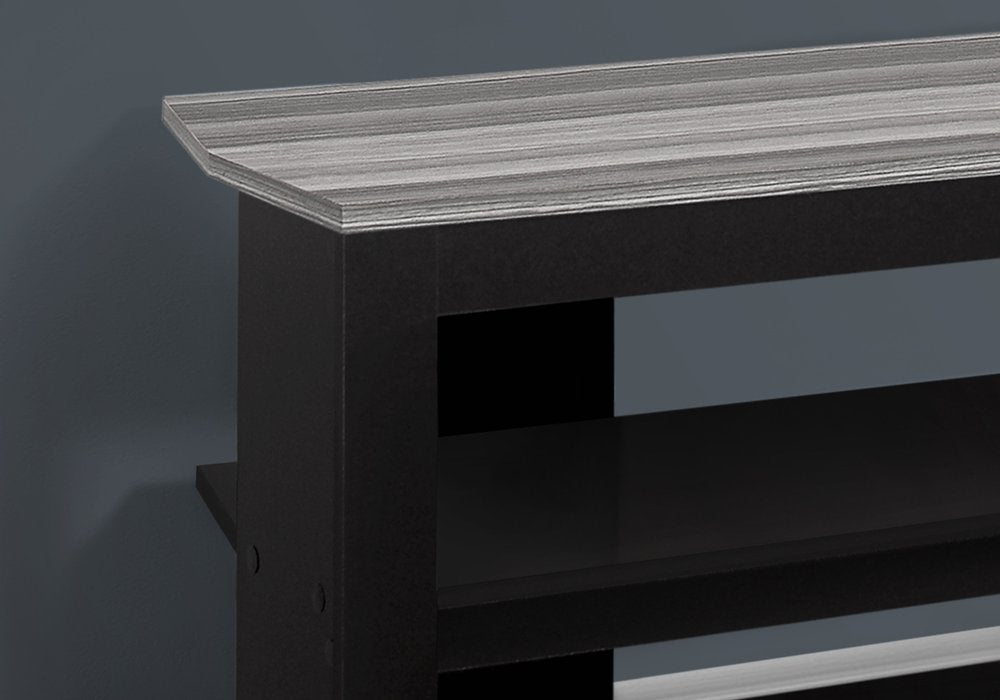 Black and Gray Open Shelving TV Stand - 42-inch