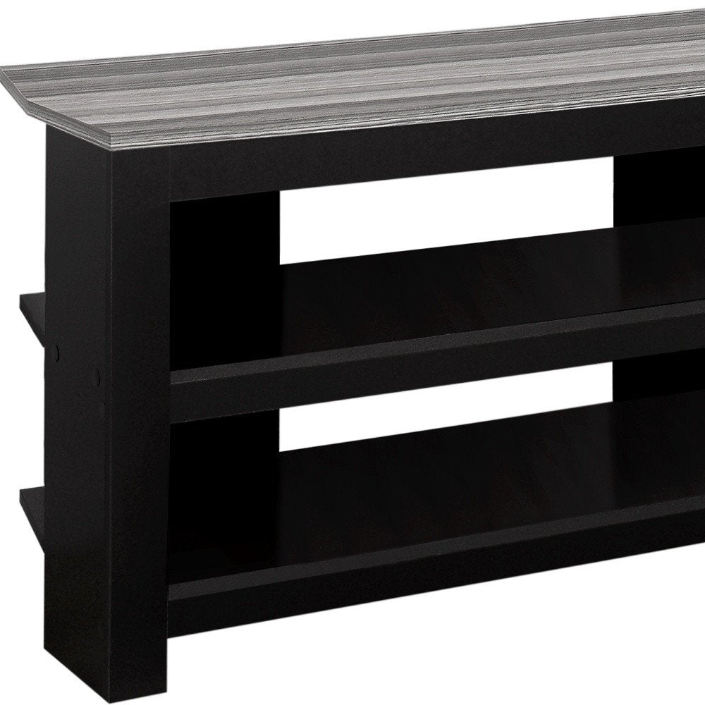Black and Gray Open Shelving TV Stand - 42-inch